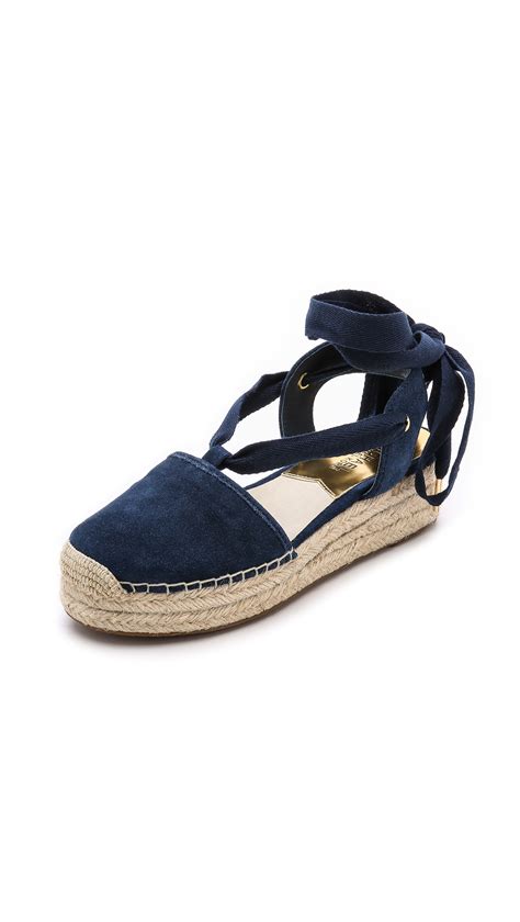 navy blue lace up michael kors espadrilles|Michael Kors Navy Blue Espadrille Wedge Sandals .